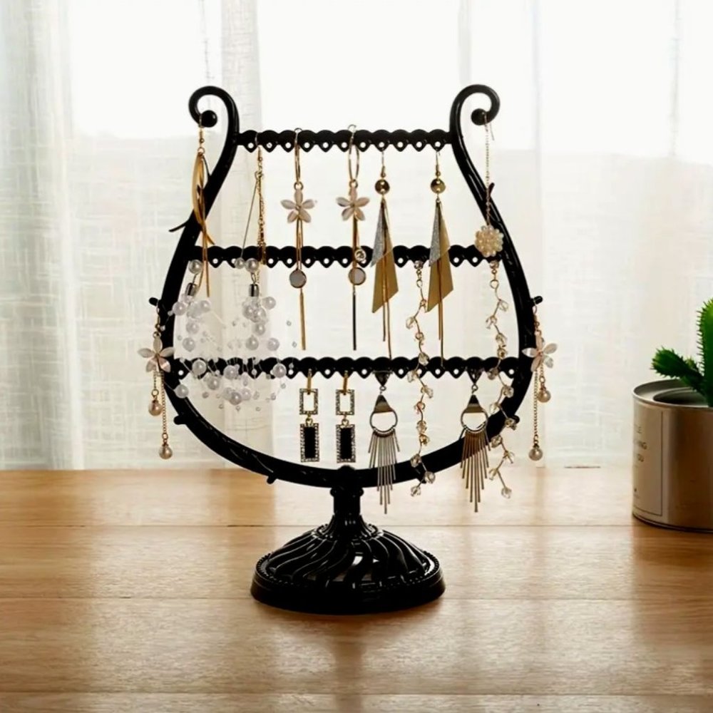 NWT BLACK MULTIFUNCTIONAL WINE GLASS SHAPED JEWELRY DISPLAY RACK